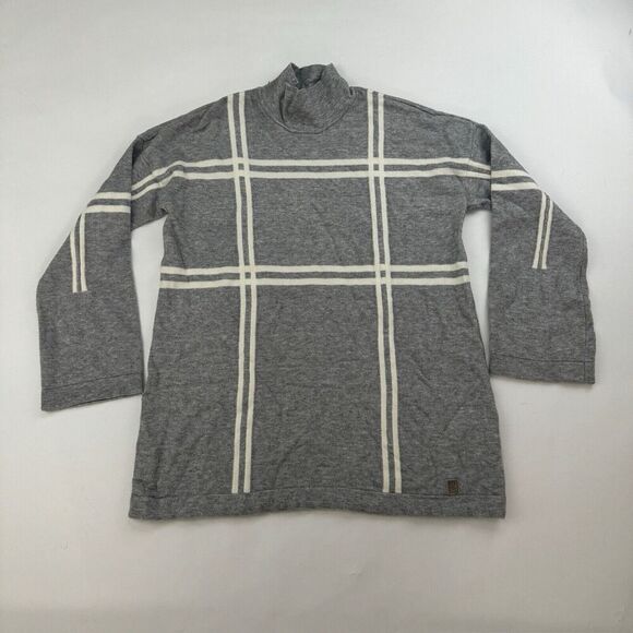 Tommy Hilfiger Gray White Pullover Sweater Turtleneck Tunic L/S Size M SOFT! - Picture 2 of 10